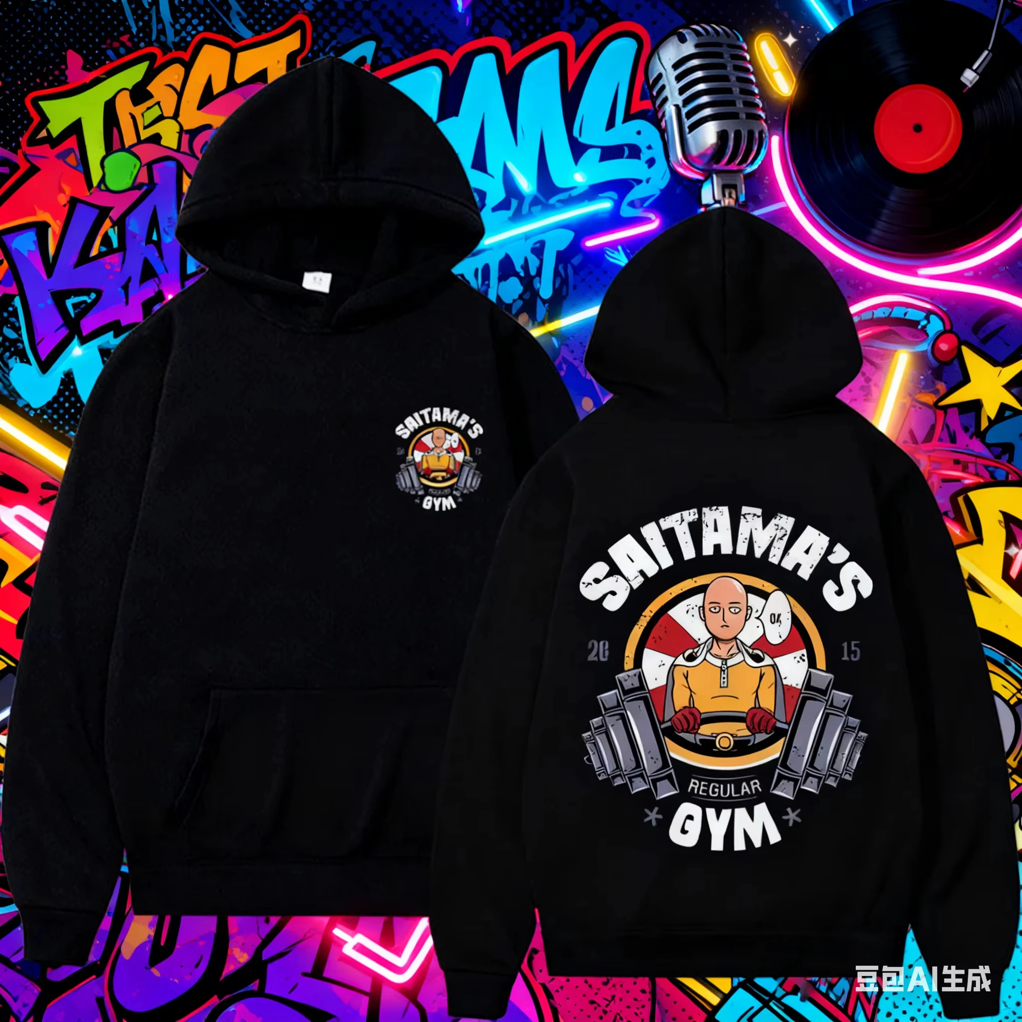 "2025 سترة بقلنسوة مطبوعة من القطن الخالص بنسبة 100% لخريف وشتاء الرسوم المتحركة One Punch للرجال والنساء، كاجوال، عصري، دافئ وفضفاض. #1