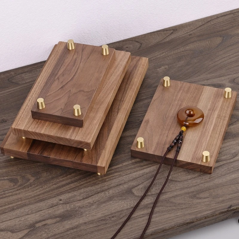 1PC Walnut Base Ornament Tray Wooden Craft Bracelet Jewelry Ladder Display Stand Home Accessories
