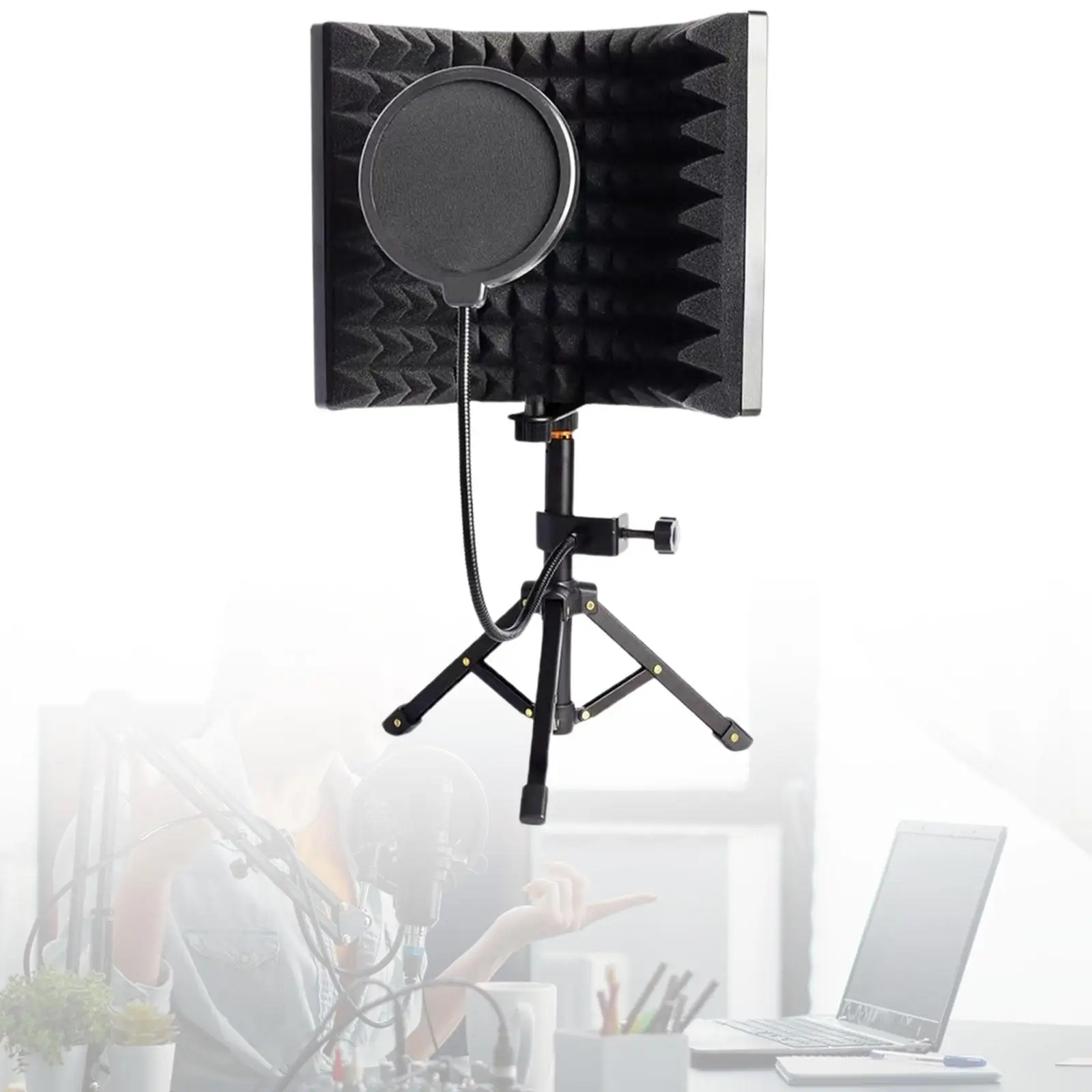 3 Panels Microphone Shield Vocal Recording Panel Professional Microphone Adapter Wind Screen for Studio Singing Broadcasting