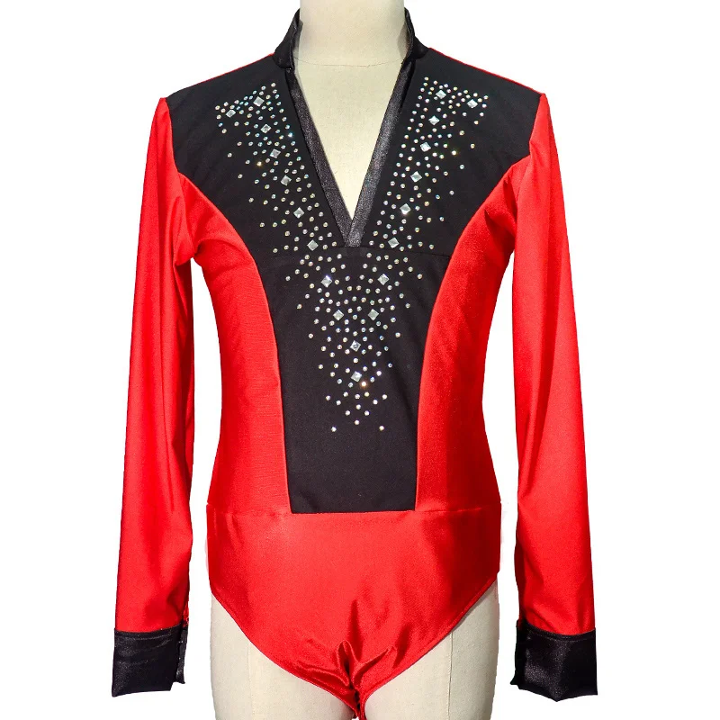 Latin Dance Top V-Neck Men Dance Shirt Ballroom Latin Dancing Clothes Professional Competition Dancewear