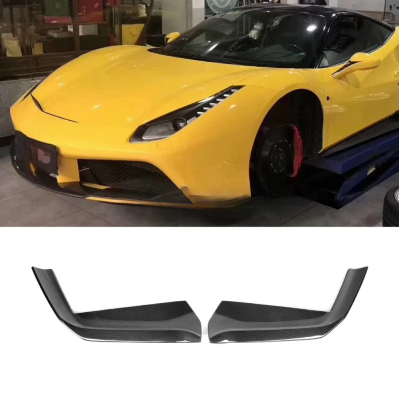 

For Ferrari F488 2015-2018 New Dry Carbon Fiber High Front Splitters Body Kit Front Bumper N Style