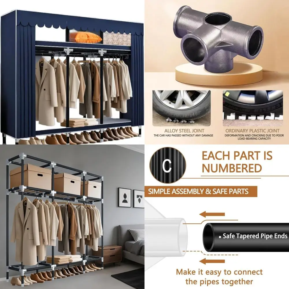 

Portable Wardrobe for Hanging Clothes, 67" x 17.7" x 63。 Covered Portable Wardrobe withWardrobe with Alloy Steel Connectors, Non