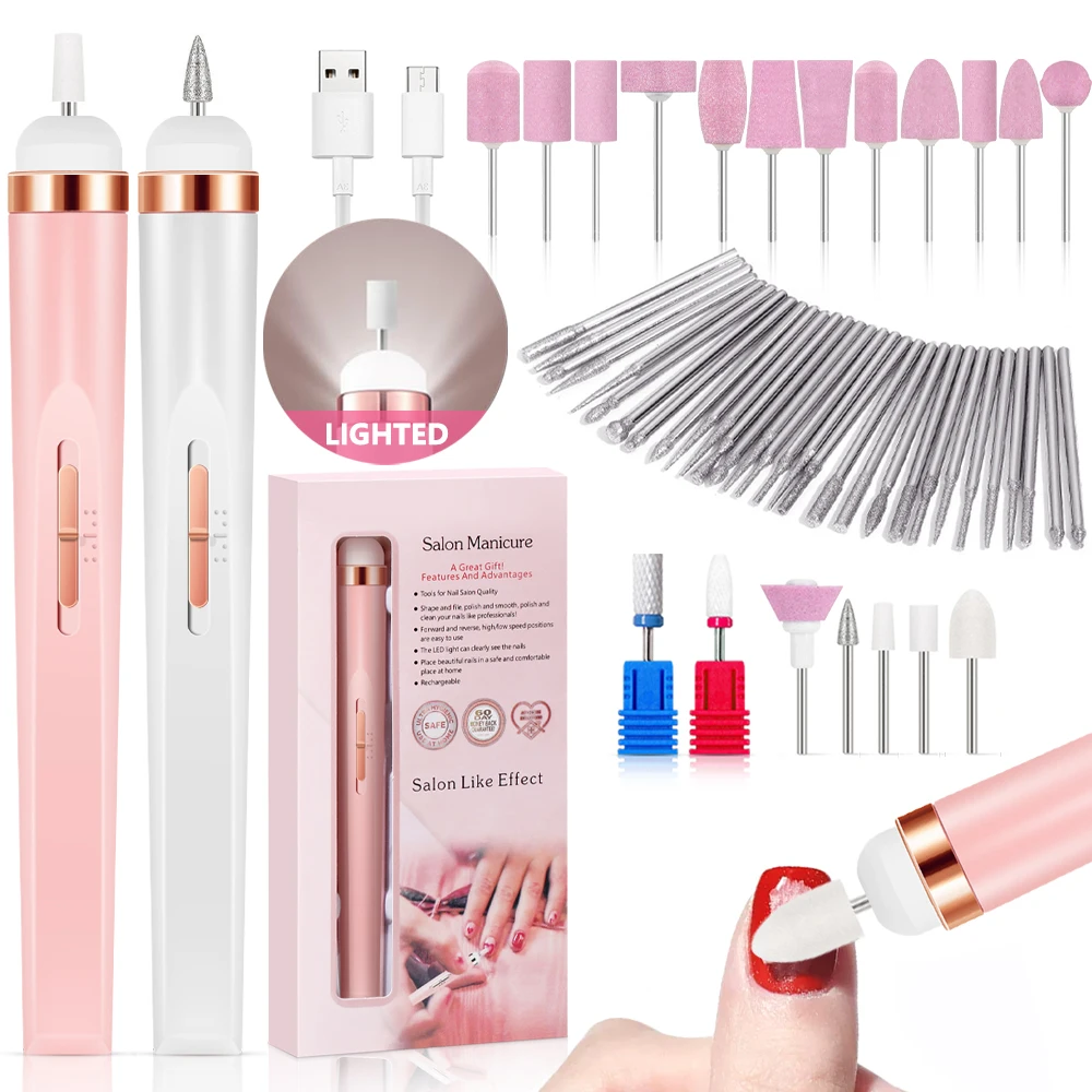 YIKOOLIN الكهربائية مسمار الحفر عدة قابلة للشحن اللاسلكي مجموعة أدوات مانيكير المحمولة مسمار طحن الملمع 4 سرعات أداة تشذيب البشرة