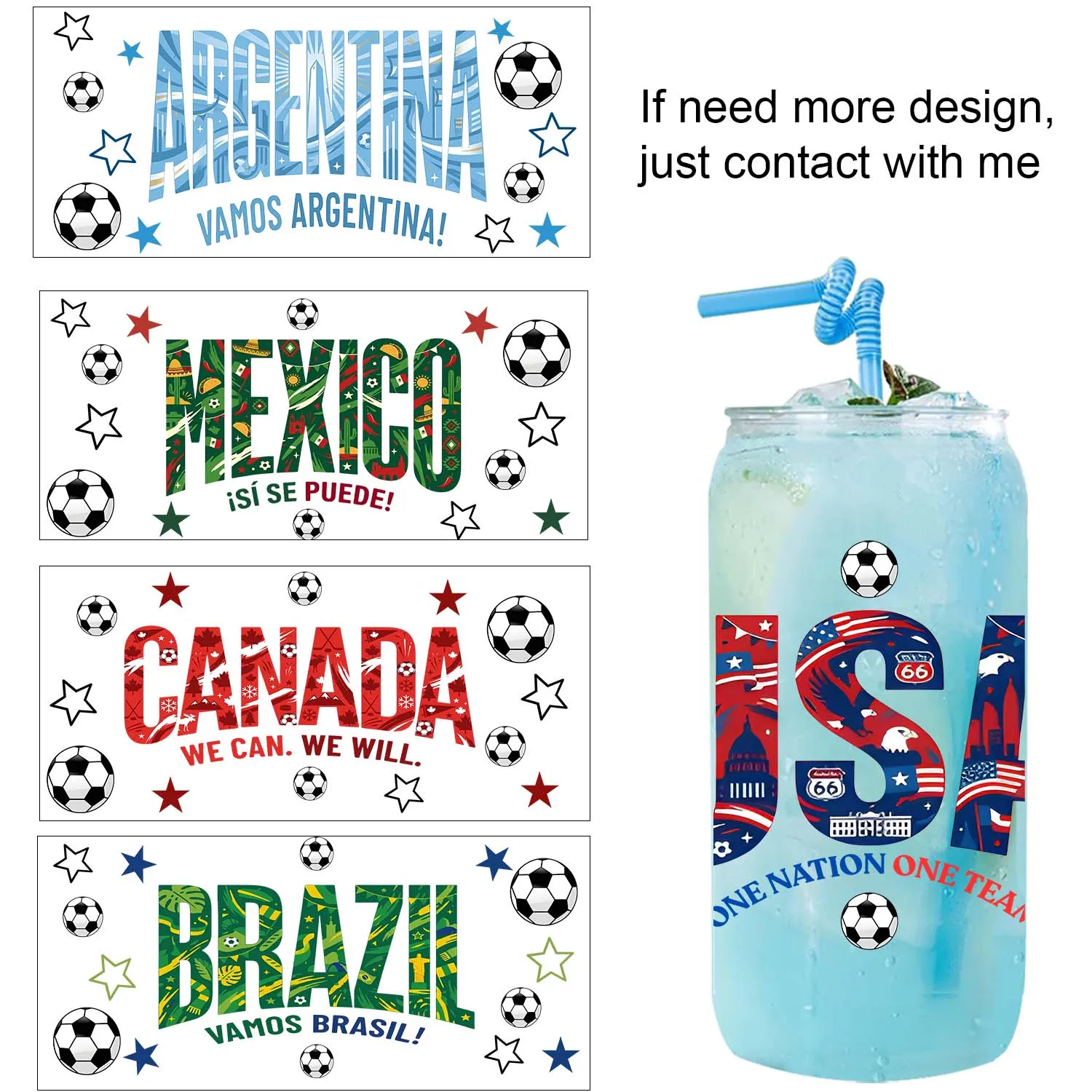 1/5pcs bundle 2026 football cup easy peel waterproof DIY Decoration Decals 3D transfers uvdtf stickers 16oz uv dtf cup wraps