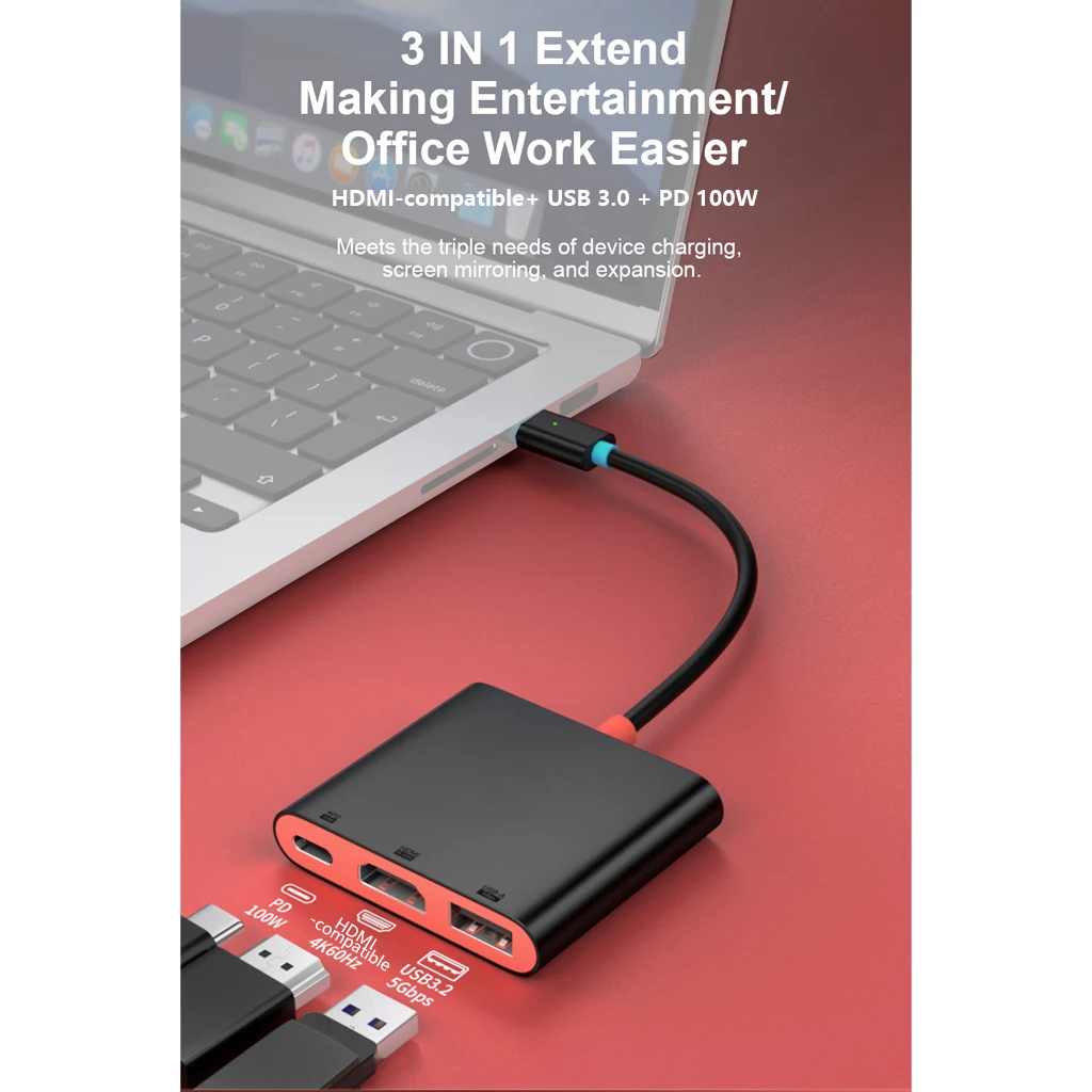 3‑in‑1 USB‑C Docking Station For Nintendo Switch /Switch 2 /Switch OLED 4K@60Hz HDMI‑Compatible PD100W USB 3.0 Adapter Game Dock