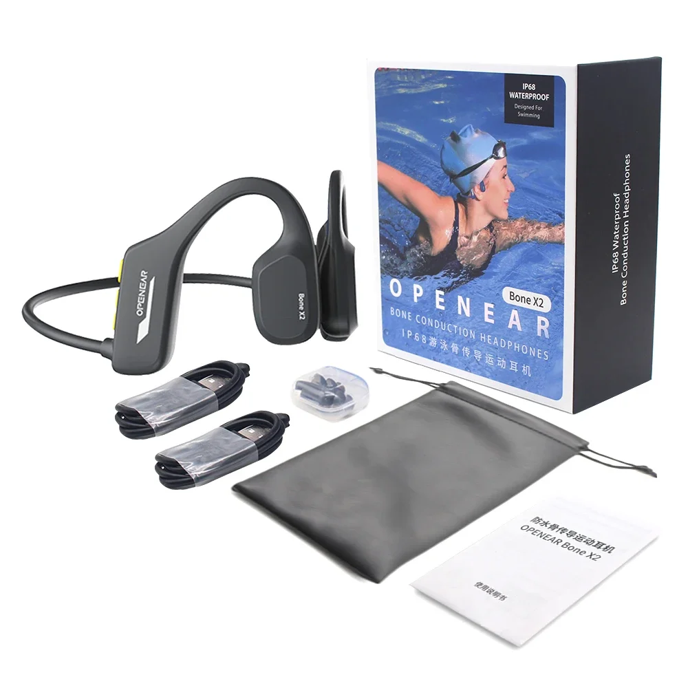 Bone Conduction Swimming Headset Bluetooth IPX8 Waterproof Earphone MP3 Player Hifi Ear-hook Headphone With Mic Headset For Swim