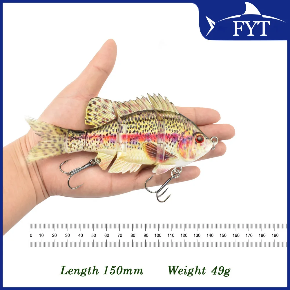 New Major Fast Sinking 15cm 49g Wobblers Sunfish Fishing Lures 4 Section Hard Bait 4 Segment Swimbait For Fishing F4J20