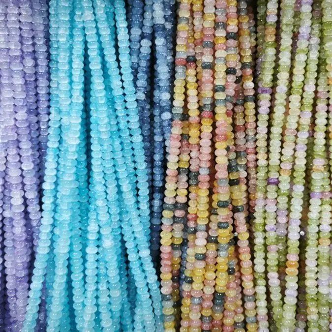 5x8mm 50pcs/bag Mixed Color Glass Bead Wheel Flat Round Loose Beads for Jwelry Making DIY Bracelet Keychain Accessories Handmade