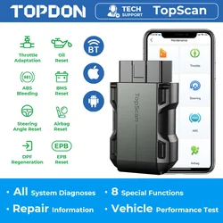 TOPDON TopScan Lite Scanner Smart Diagnostic Tool DTC Repair Guide Bluetooth OBD2 code reader Full System Active Test