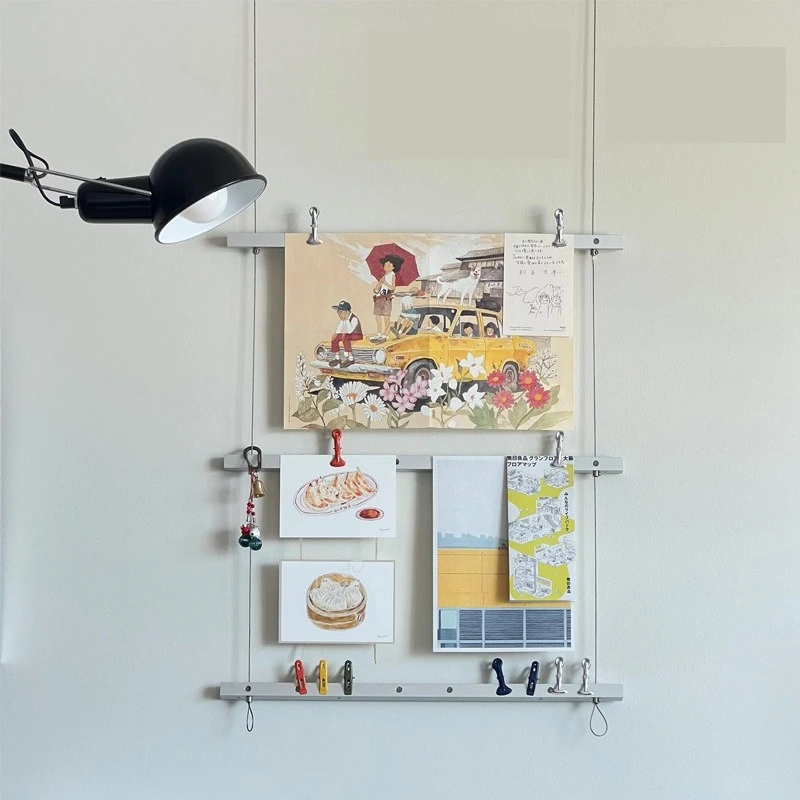 Steel wire photo wall metal frame simple modern stainless steel wall wall hanging frame art display magazine rack book rack