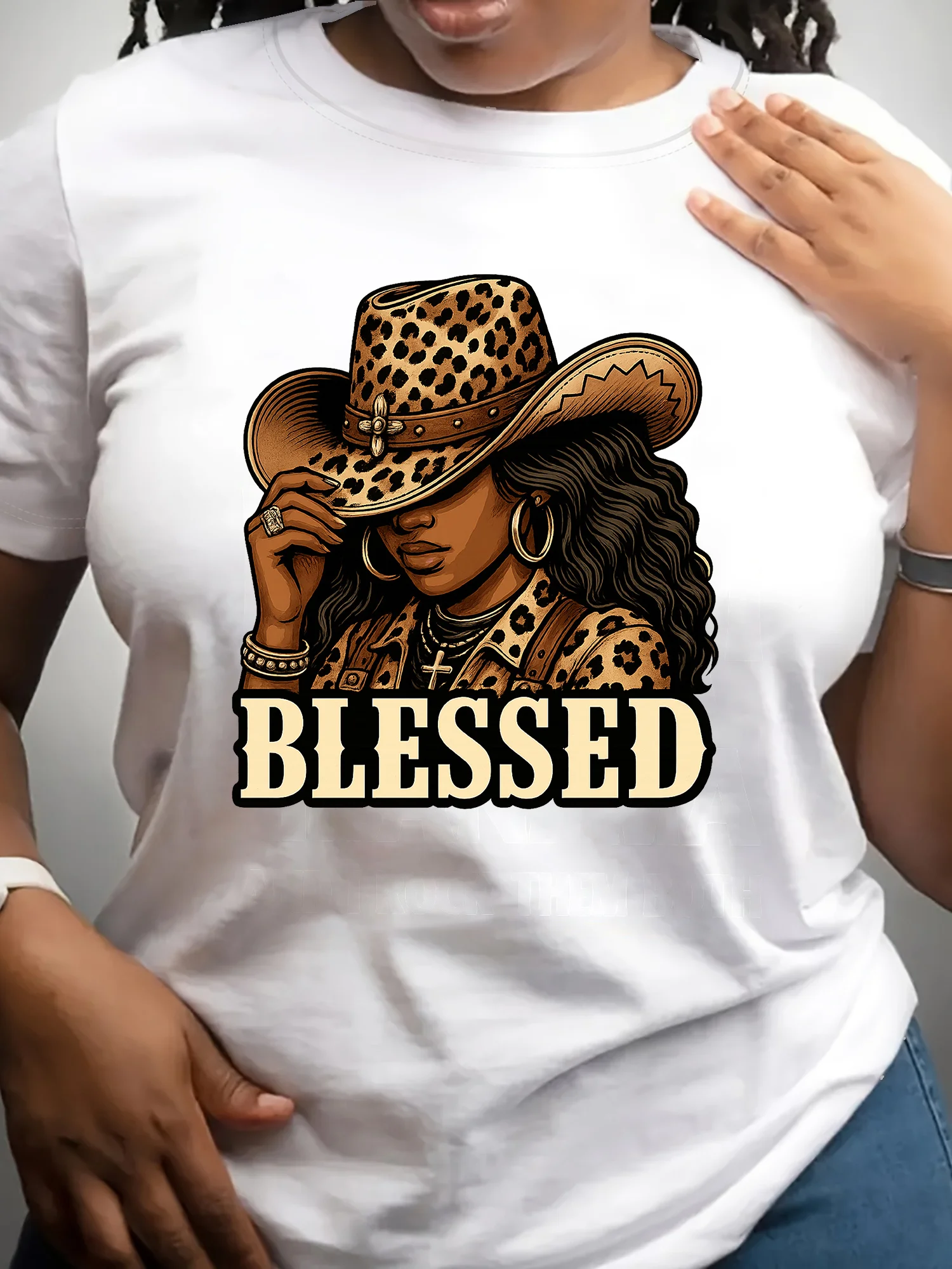 Blessed Black Cowgirl Western Swag African Leopard Christian T-Shirt