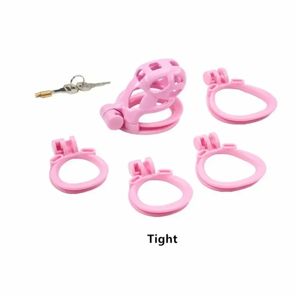 New Pink Penis Ring Urethral Lock Cock Cage Scrotum Restraint CBT Chastity Device Trainer Male Abstinence Sex Toy Adult Products