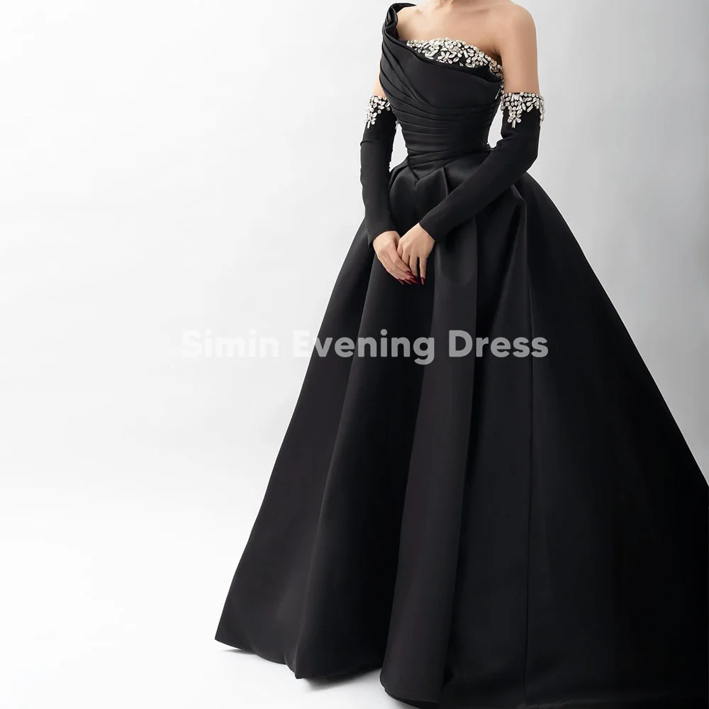 

Simin Women's Satin One-shoulder Beaded A-Line Floor-Length Evening Dresses With Sleeveless Formal Elegant Party Dresses 2025