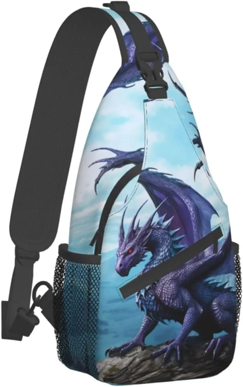 Dragão com asas abertas ao ar livre crossbody bolsa de ombro para unisex jovem adulto caminhadas sling mochila reutilizável multiuso