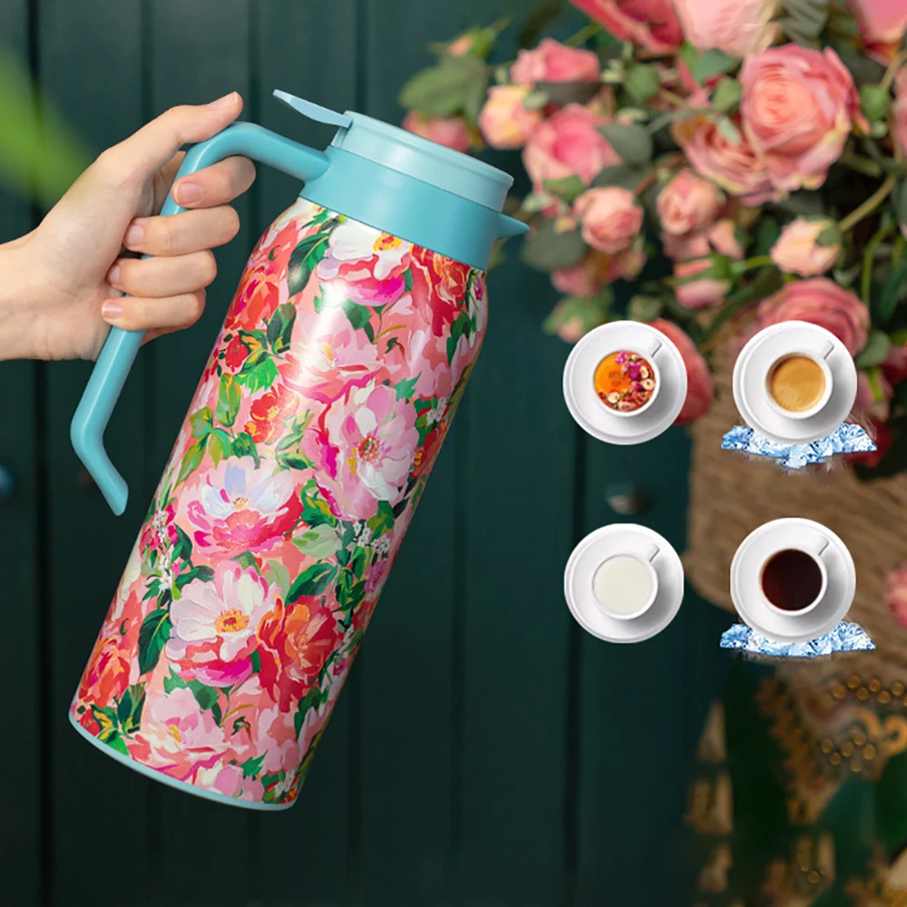 Exquisite Painted Insulated Kettle 1600ML Handle Kettle Large Capacity Household Kitchen 24hour Insulated Stainless Steel Kettle