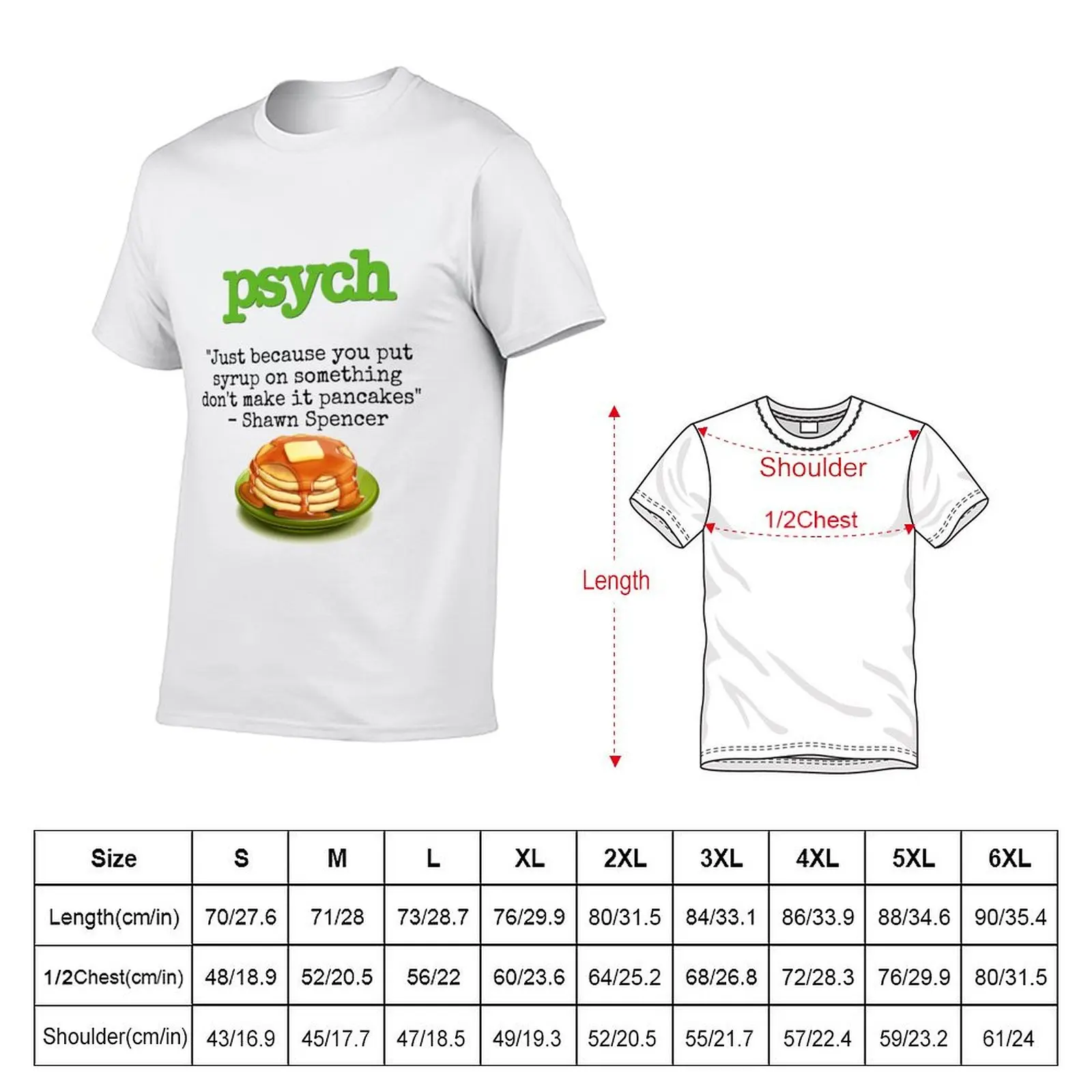 Psych - Shawn Spencer quote - Pancakes T-Shirt Plus Size Loose Short Sleeve Top