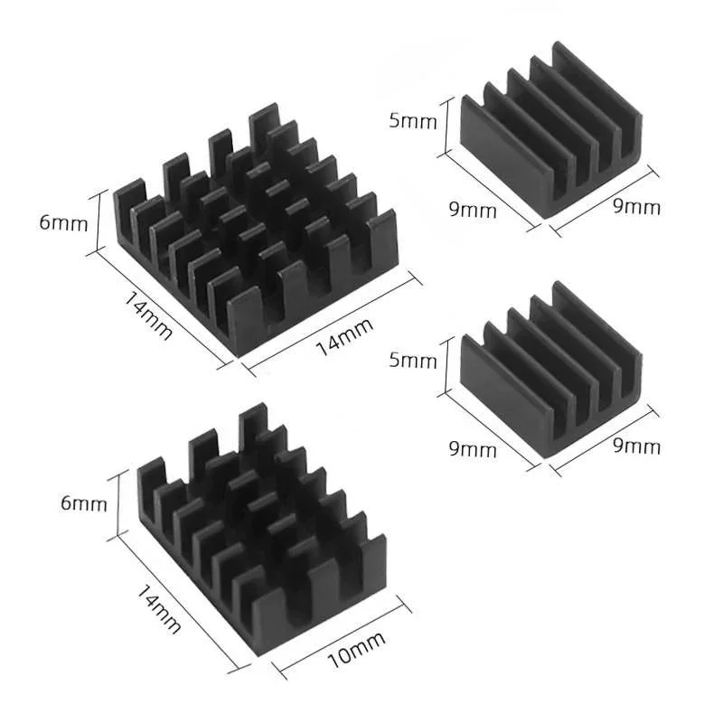 4-Piece Aluminum Cooler Set with Thermal Adhesive Tape Efficient Heat Dissipation for Pi 4 Model B Raspberry Pi 4B Heatsink Kit