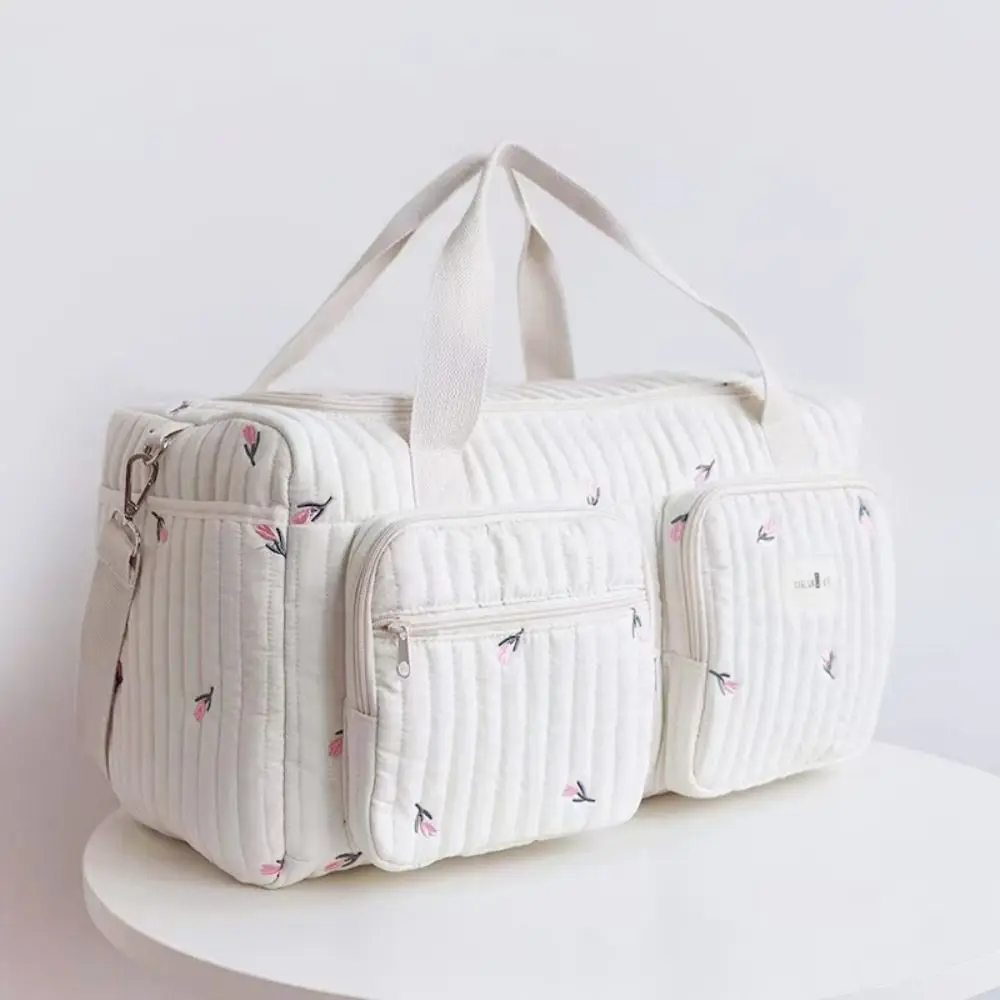 Little Bear Embroidered Diaper Bag Lightweight Practical Diaper Changing Tote Bag Leisure Large Capacity Handbag