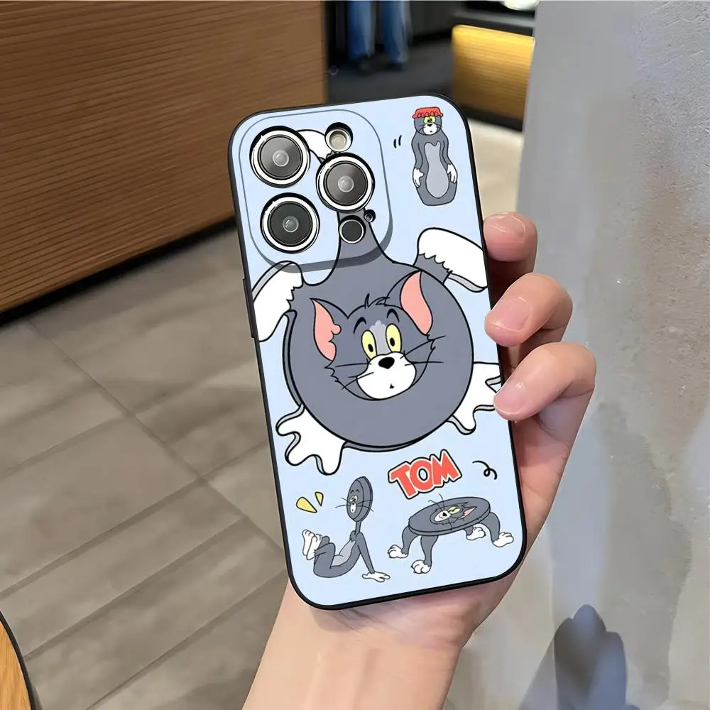Cartoon J-Jerrys T-Toms Phone Case For IPhone 17 Air 16 E Pro Max 15 14 13 Mini 12 Pro 11 XS Max 7 8 Plus Black Soft Shell view 2