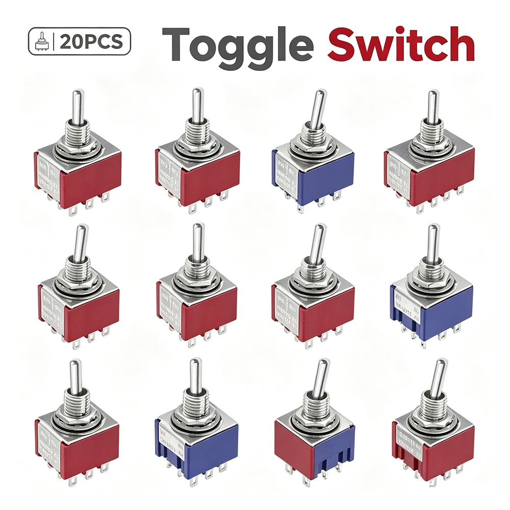 20PCS ON-OFF-ON / ON-ON Miniature Toggle Switch MTS-102 103 202 203 Power Button Switches 3pin 6pin 12Pin Mini Switch