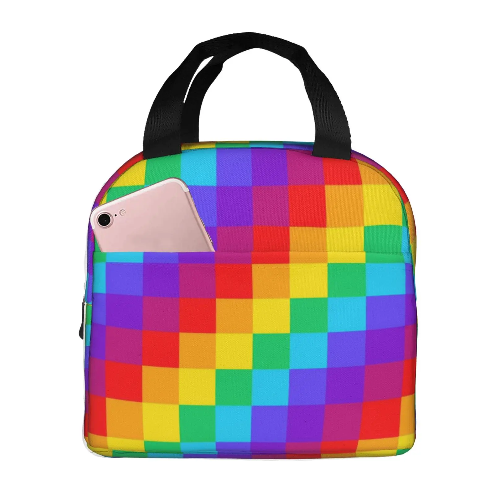 Color Race Checkered Flag Pattern Insulated Lunch Box Leak-proof Thermal Cooler Lunch Bag for Men Women Kids Work Trip Picnic