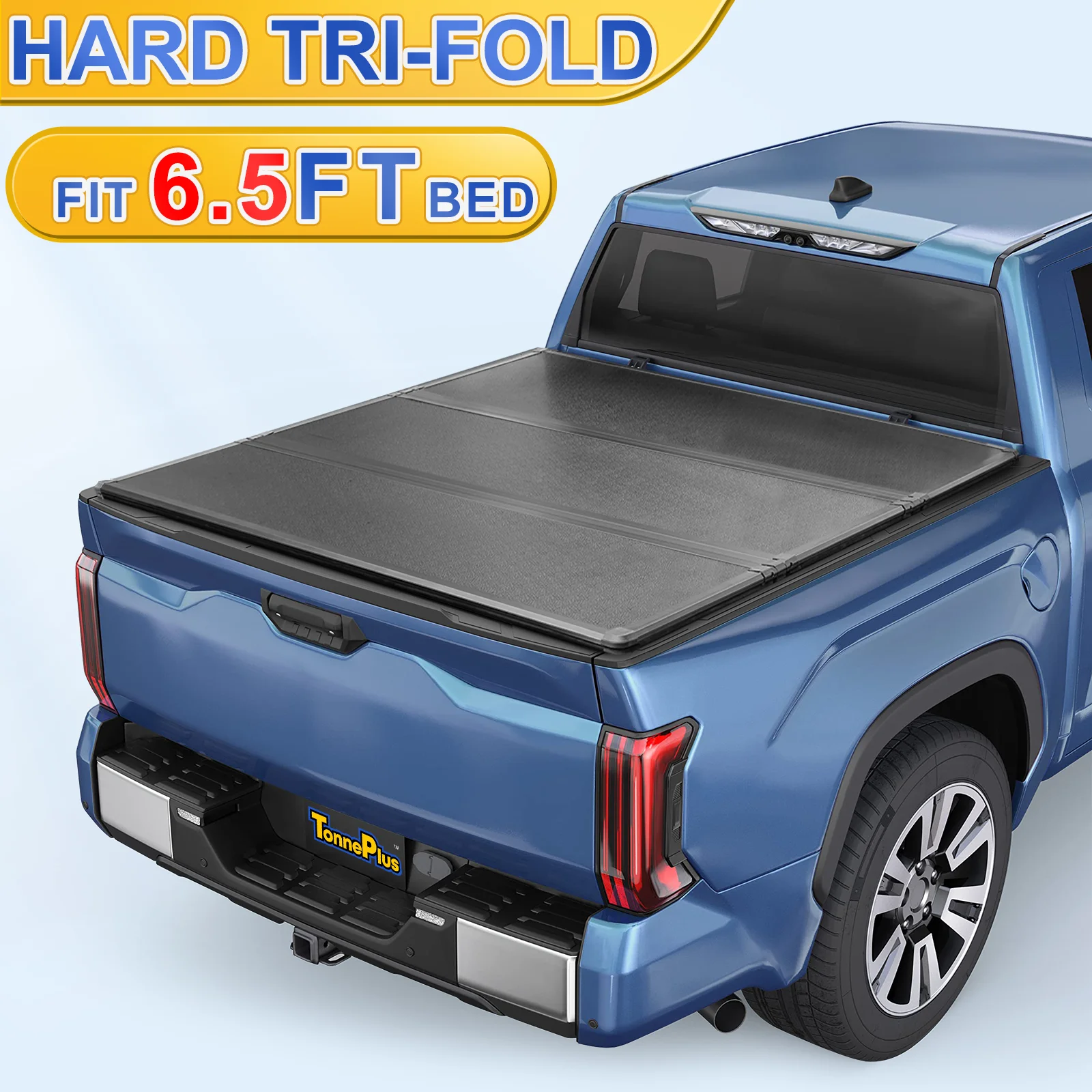 TonnePlus FRP Hard Tri-Fold Tonneau Cover Truck Bed Covers for 2022-2024 Tundra (Excl. Trail Edition) 6.5FT Bed ; 6.5' 78.7