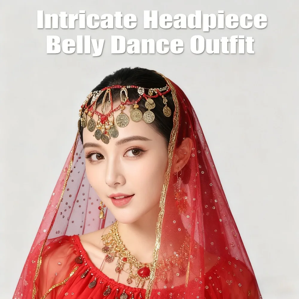 زي رقص بوليوود للسيدات طقم ملابس رقص شرقي هندي 2/3/4 قطعة مع بلوزة سباركلي وتنورة لأداء المسرح #4