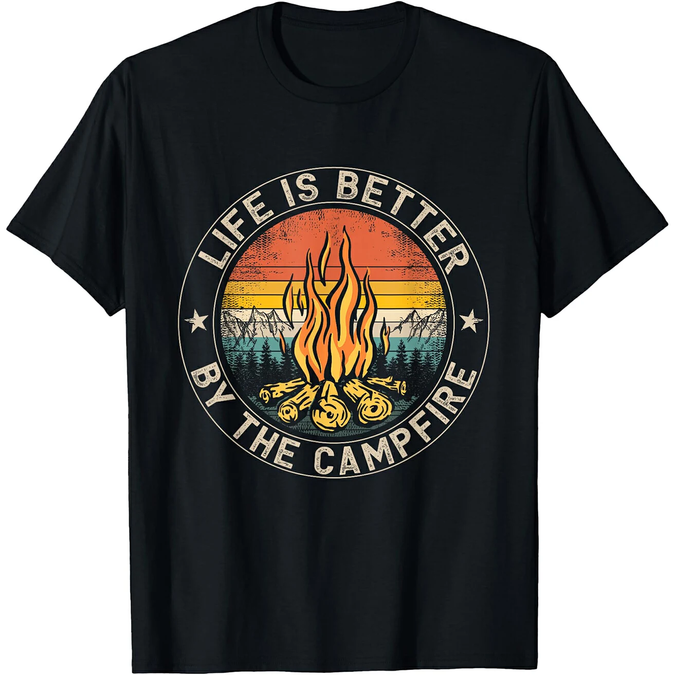 Camping T-Shirt for Men Women Outdoor Hiking Tee Gift for Campers Life is Better By The Campfire T Shirts