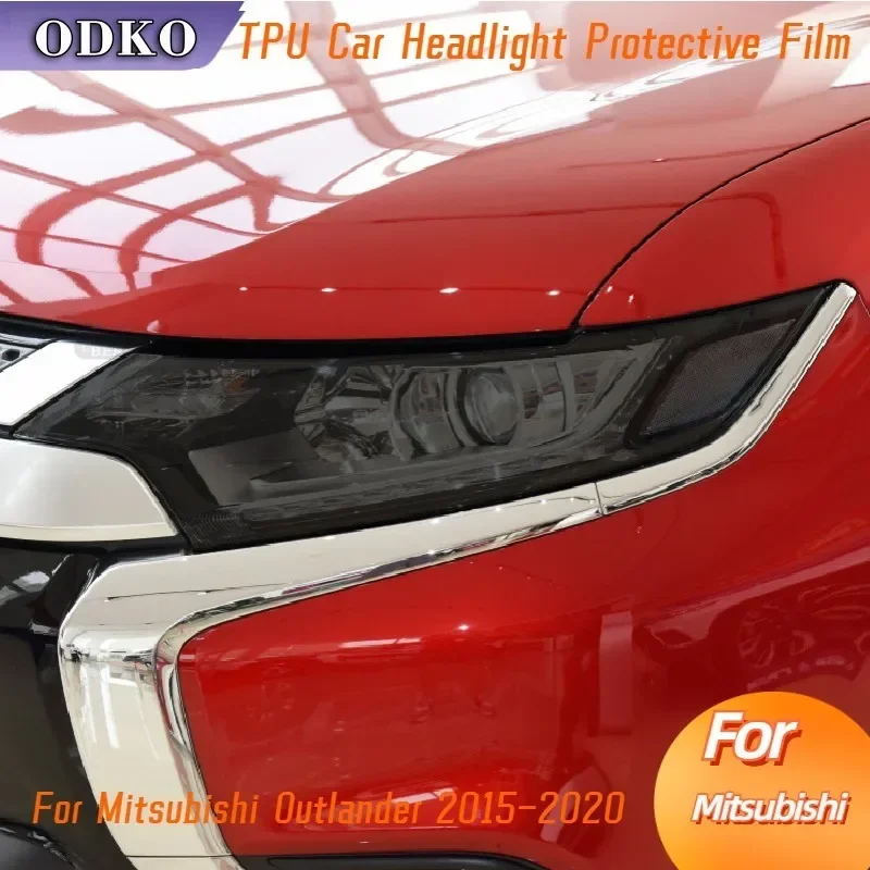 

Для Mitsubishi Outlander 2015-2020 автомобильная защитная пленка для фар, дымчатая черная защитная прозрачная наклейка из ТПУ, аксессуары