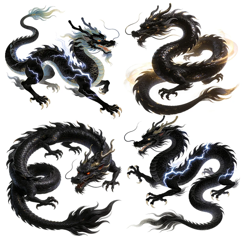 Three Ratels CEE158 Mighty Thunderbolt Black Dragon Art Wall Stickers for Home Decoration car decals