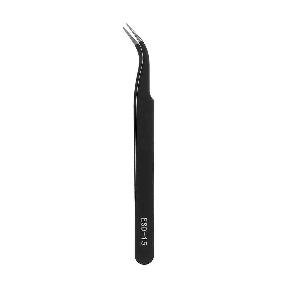 Stainless Steel ESD Anti-Static Tweezers Curved Straight Eyebrow Clip Electronics Repair Tools Durable Precision