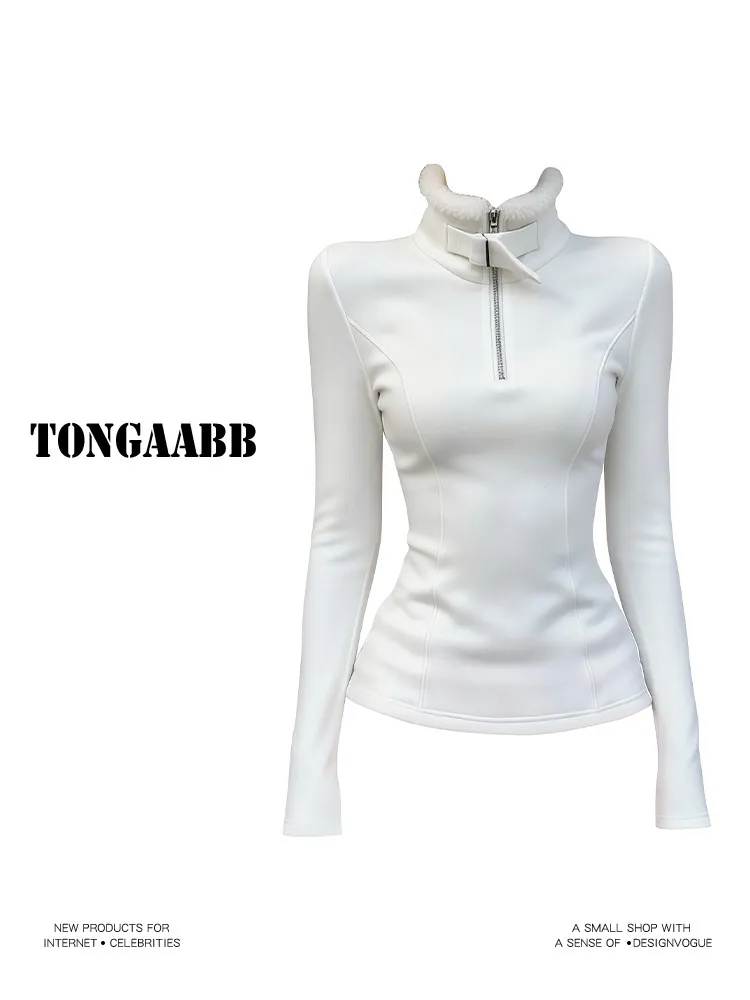 Women White GothicT-shirt Harajuku Y2k Tee Top 90s Vintage Long Sleeve Turtleneck T-shirts Emo 2000s Clothes 2026 Spring
