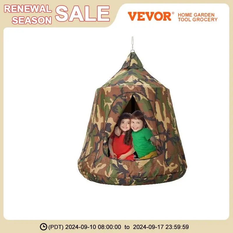 Vevor-Hanging Tree Tent com luzes LED para crianças, ao ar livre Hammock Swing, interior do teto Swing, jogar tendas, String, 330lbs