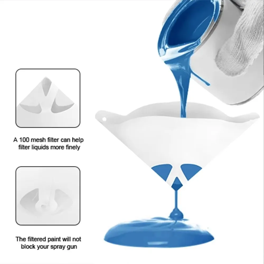 RONGPENG 50/80/100PCS Paint Filter Paper 150 Micron Disposable Car Paint Spray Mesh Filter Conical Nylon Paper Funnel For R500