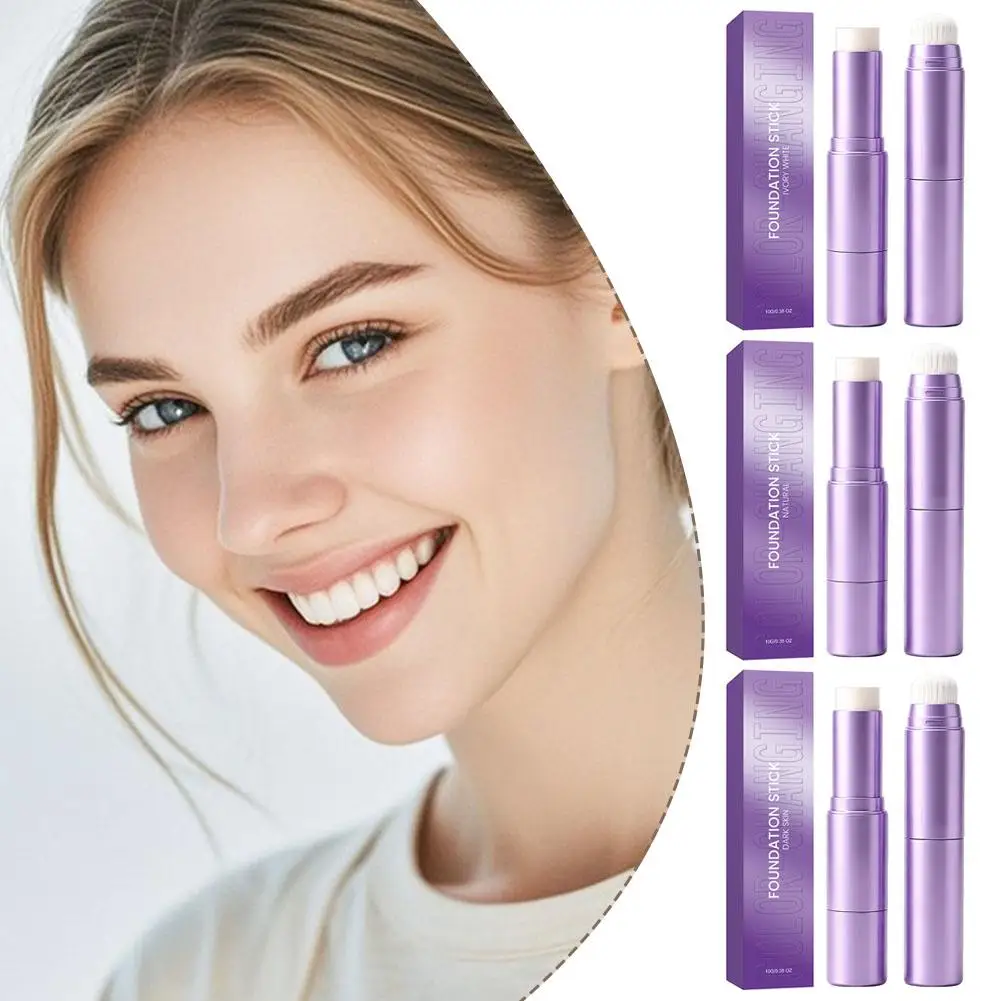 Two-in-one Color-changing Foundation Stick Brighten Complexion Even Translucent Base Makeup Dark Natural Color White Foundation