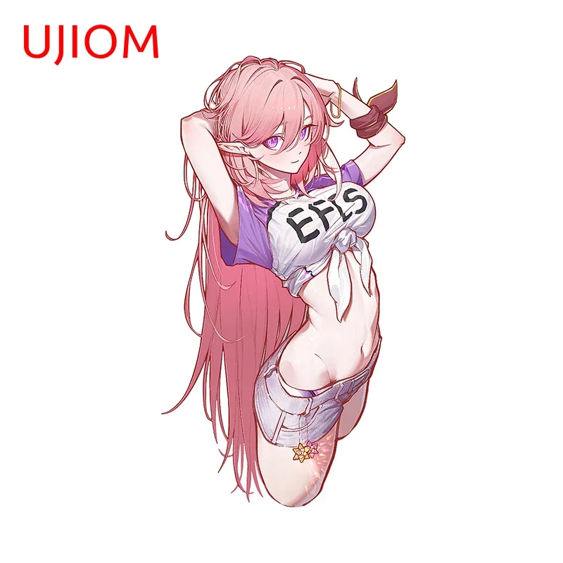 

UJIOM 13cm × 7cm Elysia Honkai Star Impact 3rd Wall Sticker Seductive Pink Hair Girl Bathroom Murals Decal Nice Laptop Decor