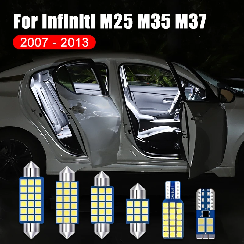 

For Infiniti M25 M35 M37 2007 2008 2009 2010 2012 2013 5PCS 12V Car LED Bulb Interior Dome Reading Lights Trunk Lamp Accessories