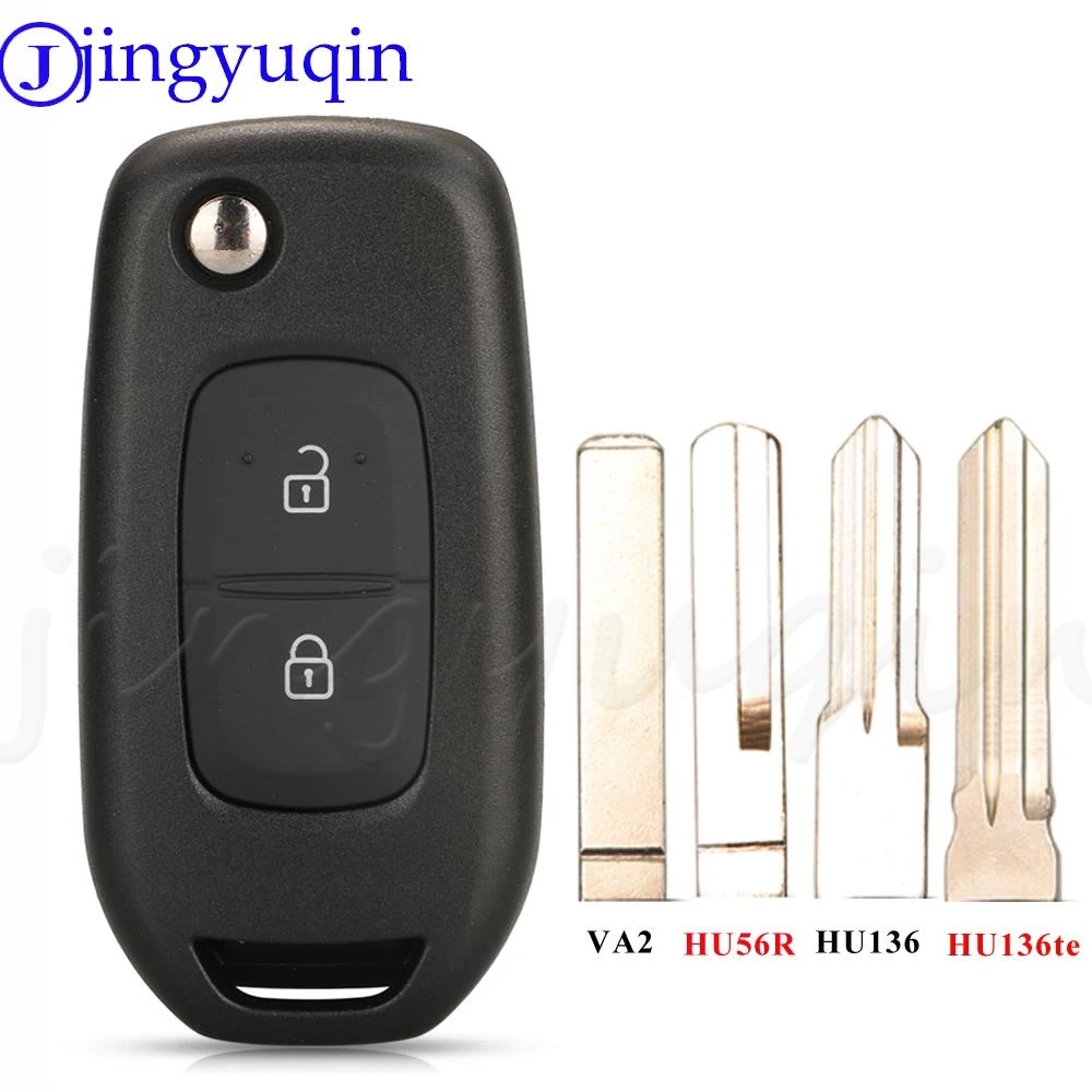 

Jingyuqin 2Buttons Smart Car Key Shell Fob Case For Renault Dacia Logan 2 II 2018 2019 2020 With 4 Types Uncut Blade Choose