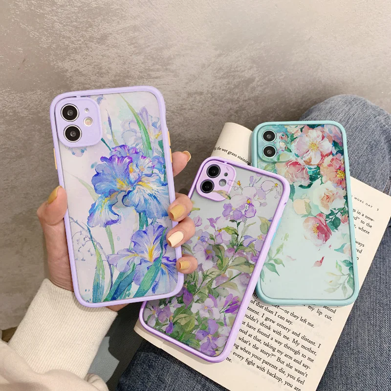 Vintage Leaves Flower Phone Case For iPhone 17 16 15 12 14 11 13 Pro Max Case For iPhone X XR XS 16 Plus Shockproof back Cover