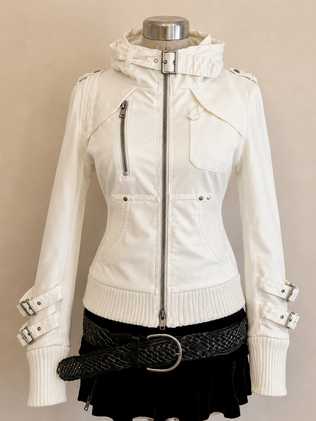 American Retro Black Zip Up Hooded Coats Female Slim Punk Y2k Grunge Jacket Long Sleeve Daily Street Outfits