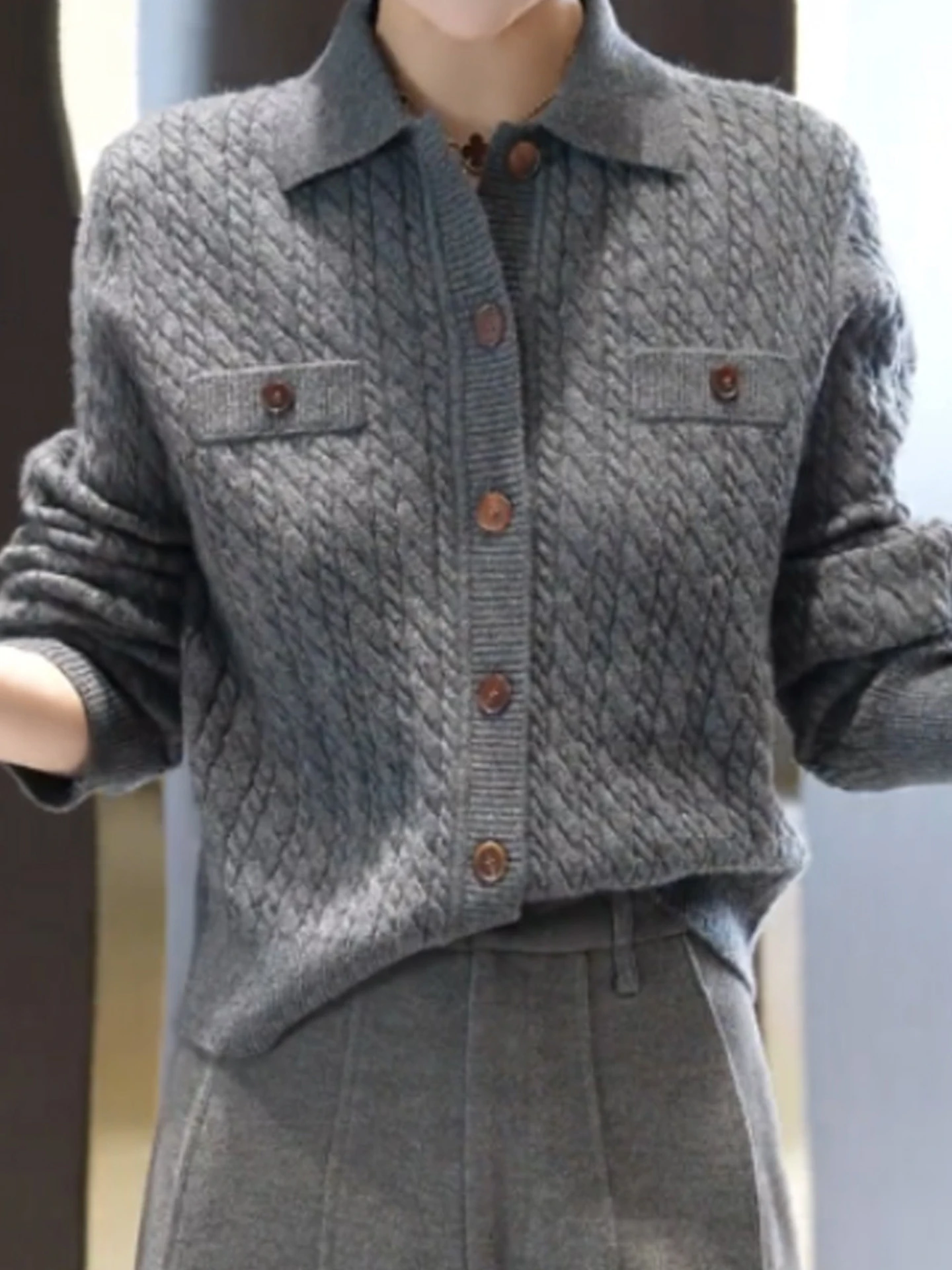 

Pure Color Knitted Long Sleeve Women's Cardigan Comfortable Korean Style Base Layer Shirt Autumn Winter New Style Poem Art Linen