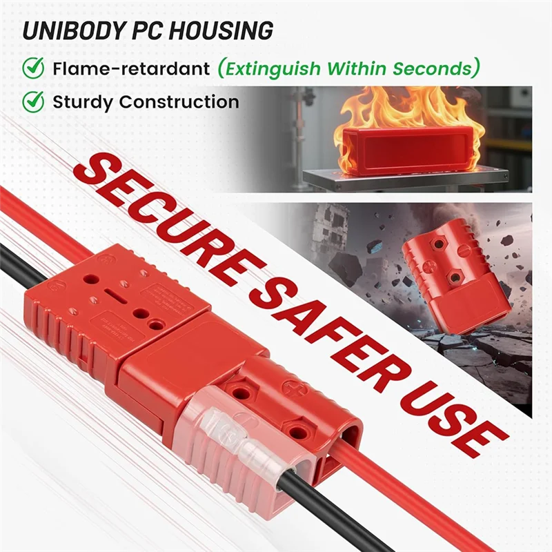 

BAAR-Flame-Retardant 2PCS Battery Quick Connector 2-4 AWG Jumper Cable Plug Anderson Type Power Connection Fast