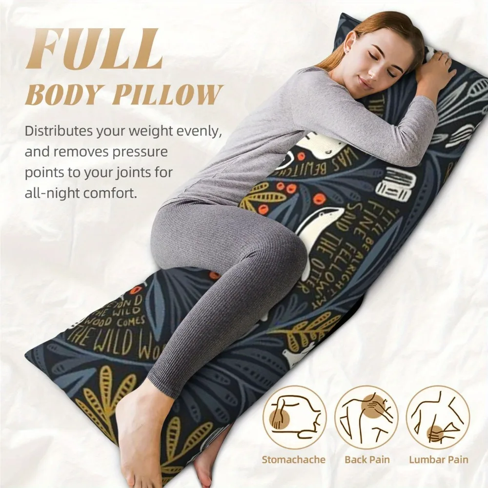 1pc Double-Sided Printed Long Pillowcase - 20*54 Inches / 50×137 Cm - Made of 100% Polyester, Featuring a Zipper Closure, Design