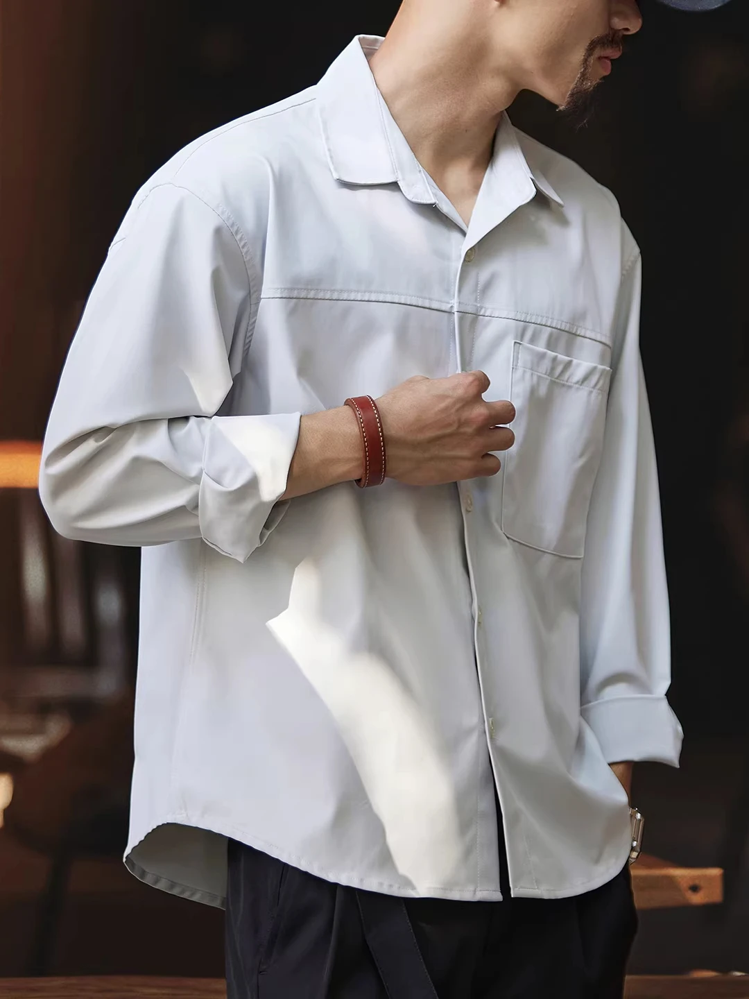 

Large Size Anti-Wrinkle Non-Iron Color Long Sve Men's irt Spring Autumn Loose Casual Versatile Button-Up Coat