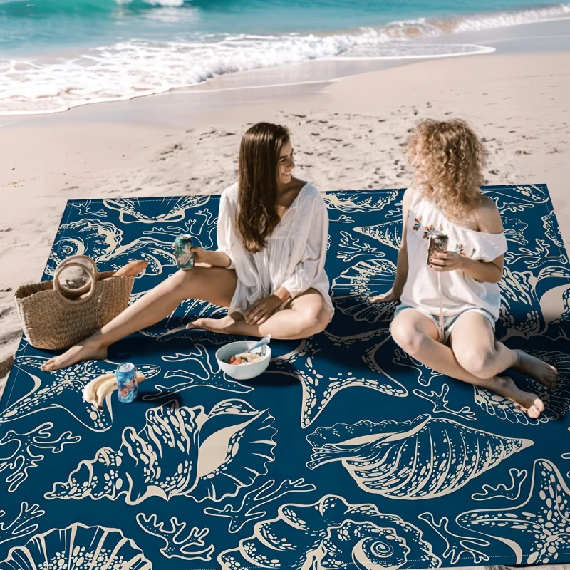 VIKAMA Sea Star Shell Beach Cushion Waterproof and Sandproof Foldable Outdoor Rug Camping Picnic Rug Travel Yoga Mat