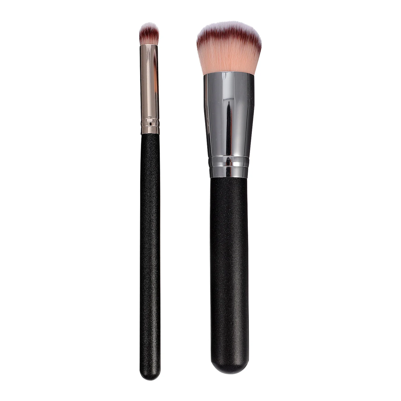 Pinceau de fond de teint, 2 pièces, poils synthétiques doux pour l'auto-bronzage et le mélange des zones du visage, usage quotidien professionnel