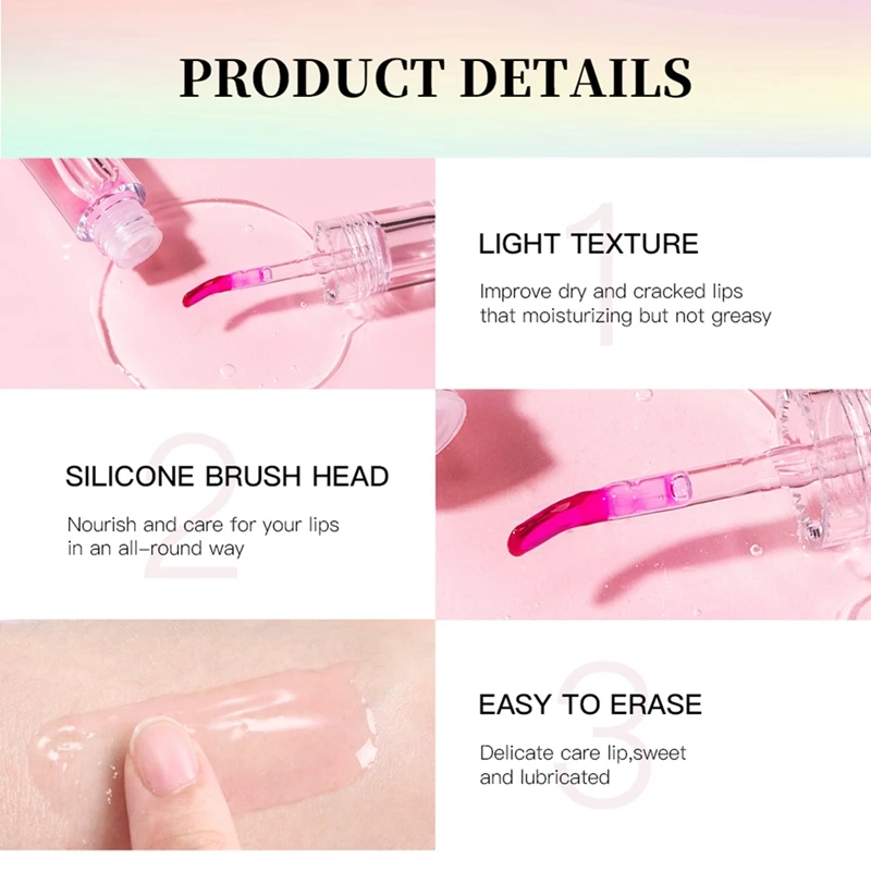 Ibcccndc Magic Color Change Lip Oil Flower Lipgloss PH Color Change Lipoil Pink Clear Lip Glaze Liquid Moisturizing