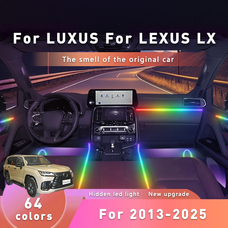

FILIPLI For LEXUS NX For 2016 DIY Cyberpunk Acrylic Car Ambient Light 64 RGB Bluetooth Controlled Music Sync Car Interior Light