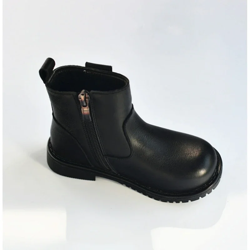 جلد طبيعي الفتيان أحذية ركوب الخيل ربيع الخريف الأطفال أحذية الموضة لينة جلد البقر الشتاء الفتيات أحذية الثلوج أحذية أطفال