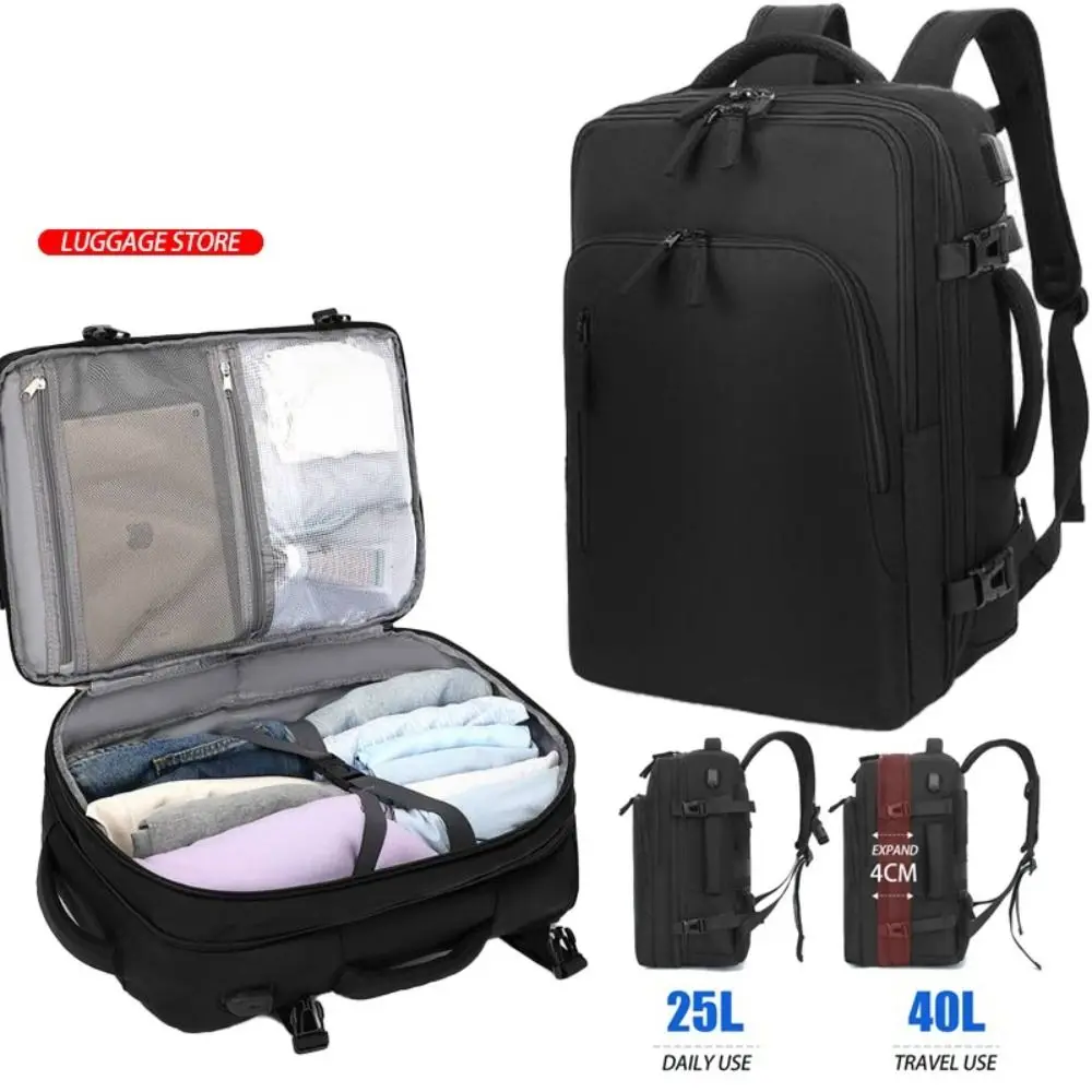 New Polyester Fiber Expandable Travel Backpack Waterproof Large Capacity Business Backpack Multi-purpose Traveling Bag Women
